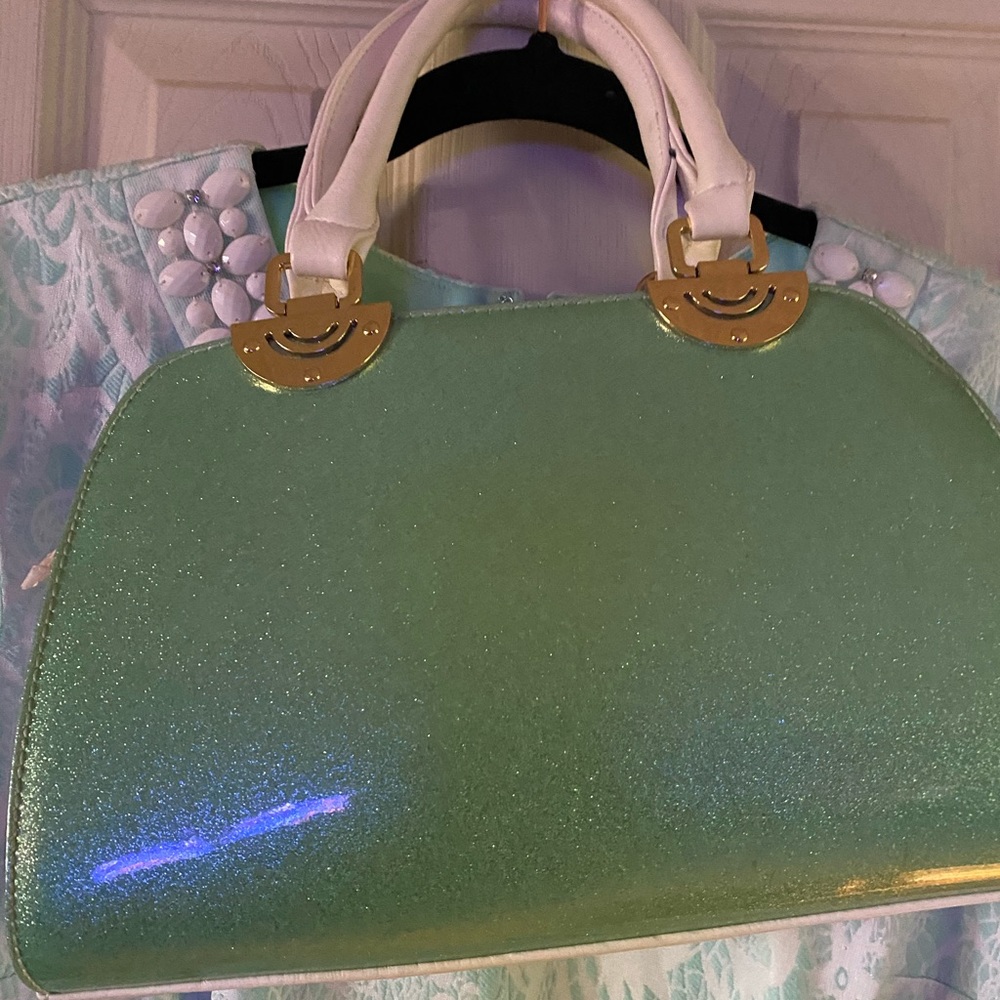 Vintage Teal/White Handbag